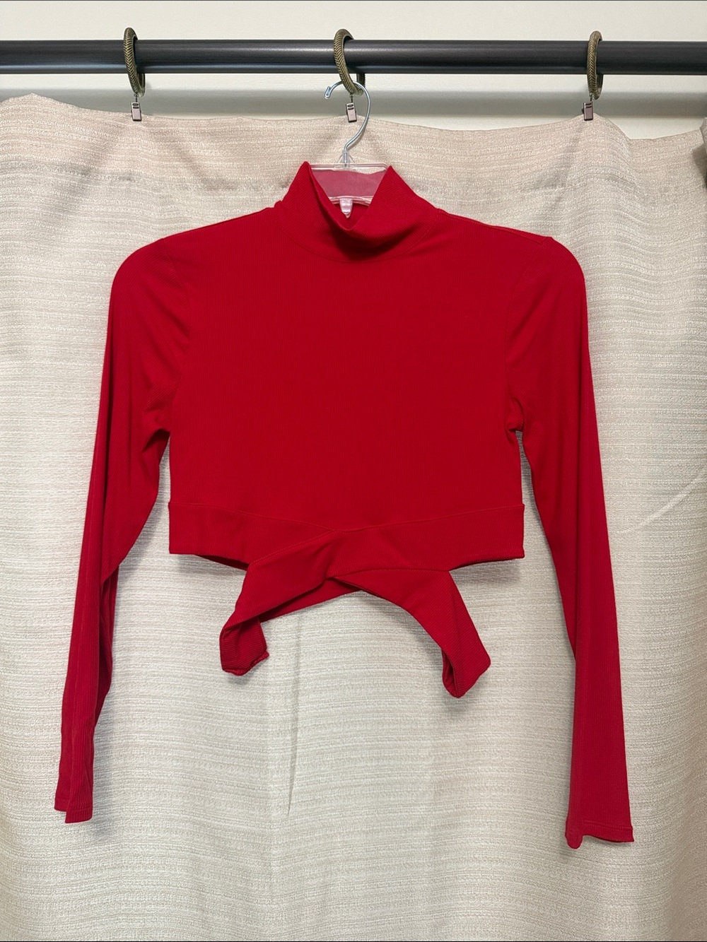 Express Red Turtleneck Wrap Crop Top